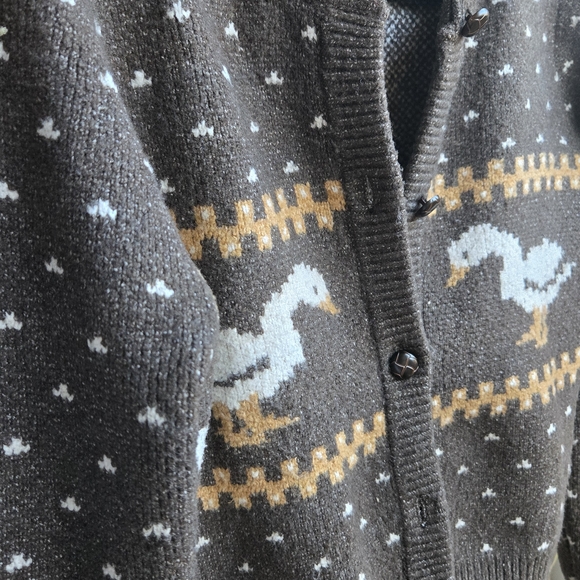 Freshman 1996: Brown Cardigan w/ ducks - Picture 2 of 5